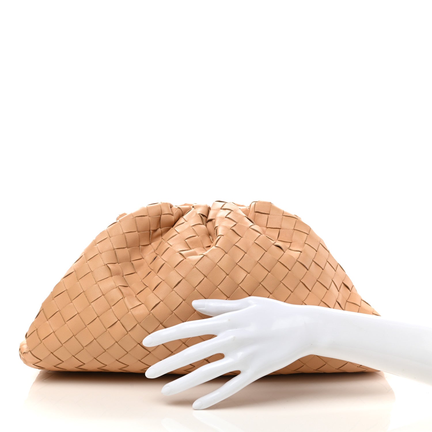 Bottega Veneta Nappa Maxi Intrecciato The Pouch Oversized Clutch Almond 2 of 10
