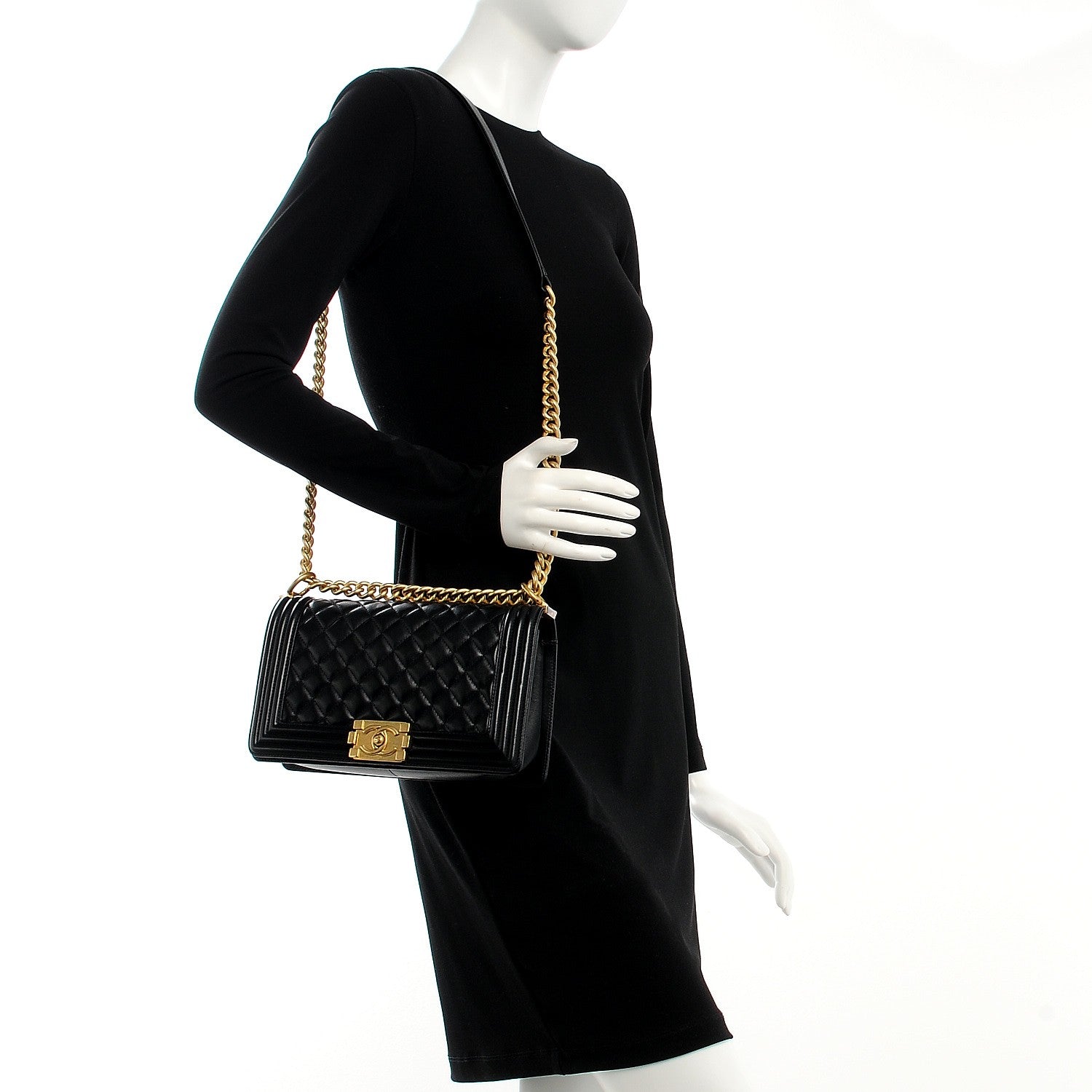 Chanel Lambskin Quilted Medium Boy Flap Black 2 of 7