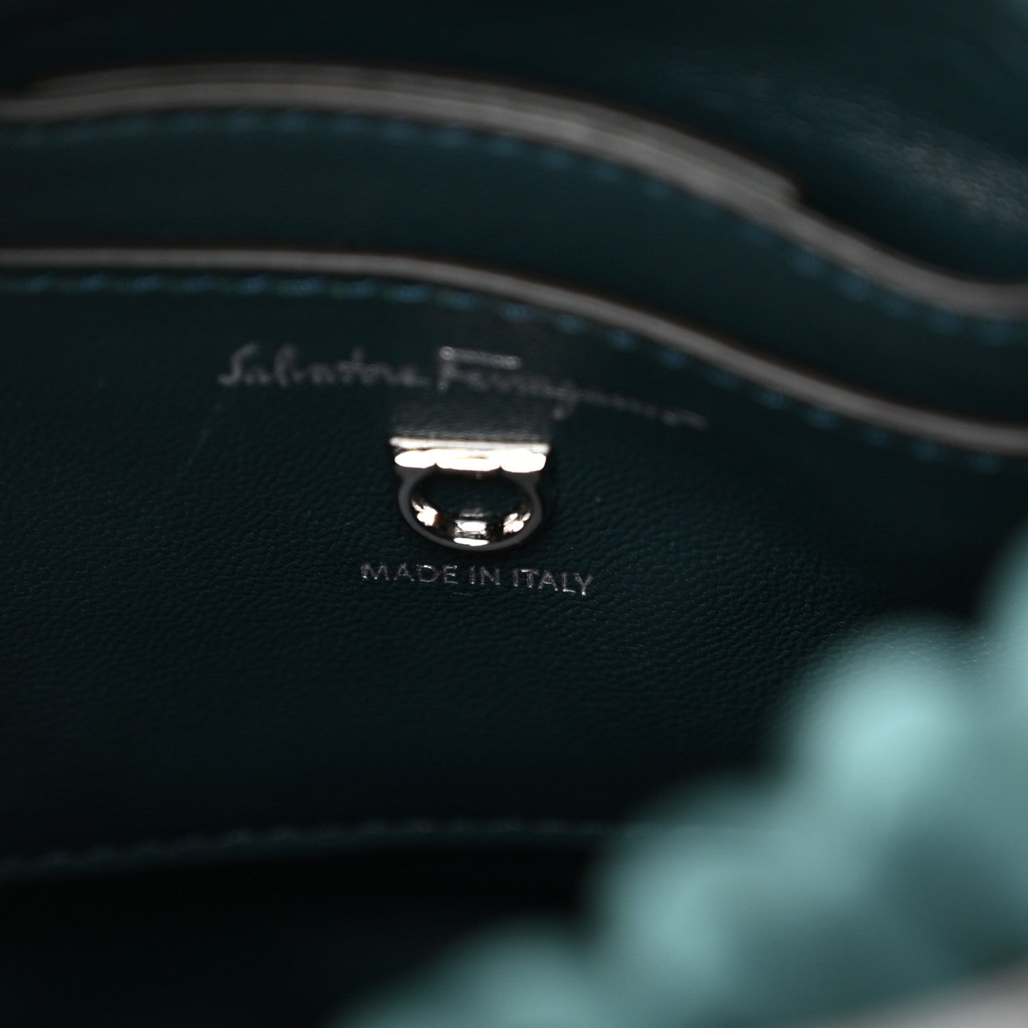 Salvatore Ferragamo Calfskin Crystal Cage Bag Divisa Green 6 of 10