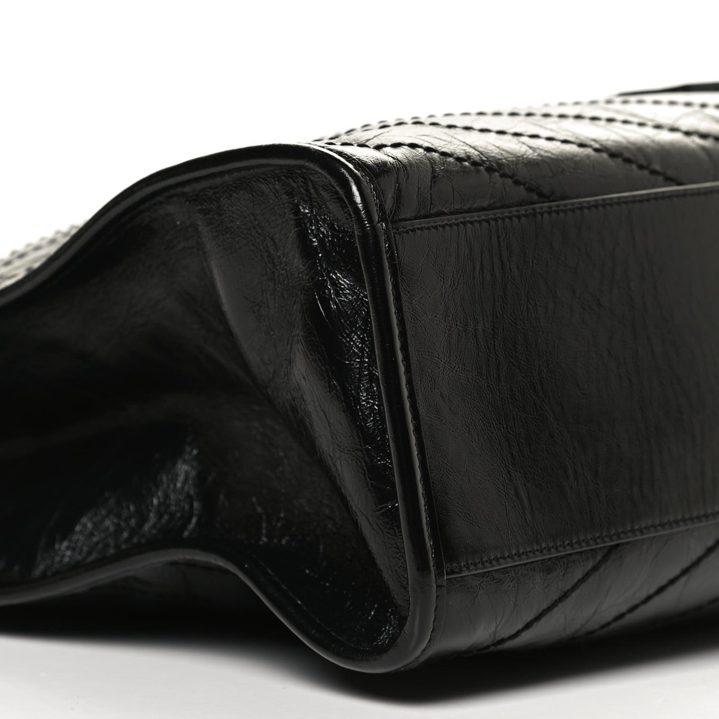 Crinkled Calfskin Matelasse Monogram Niki Shoulder Bag Black