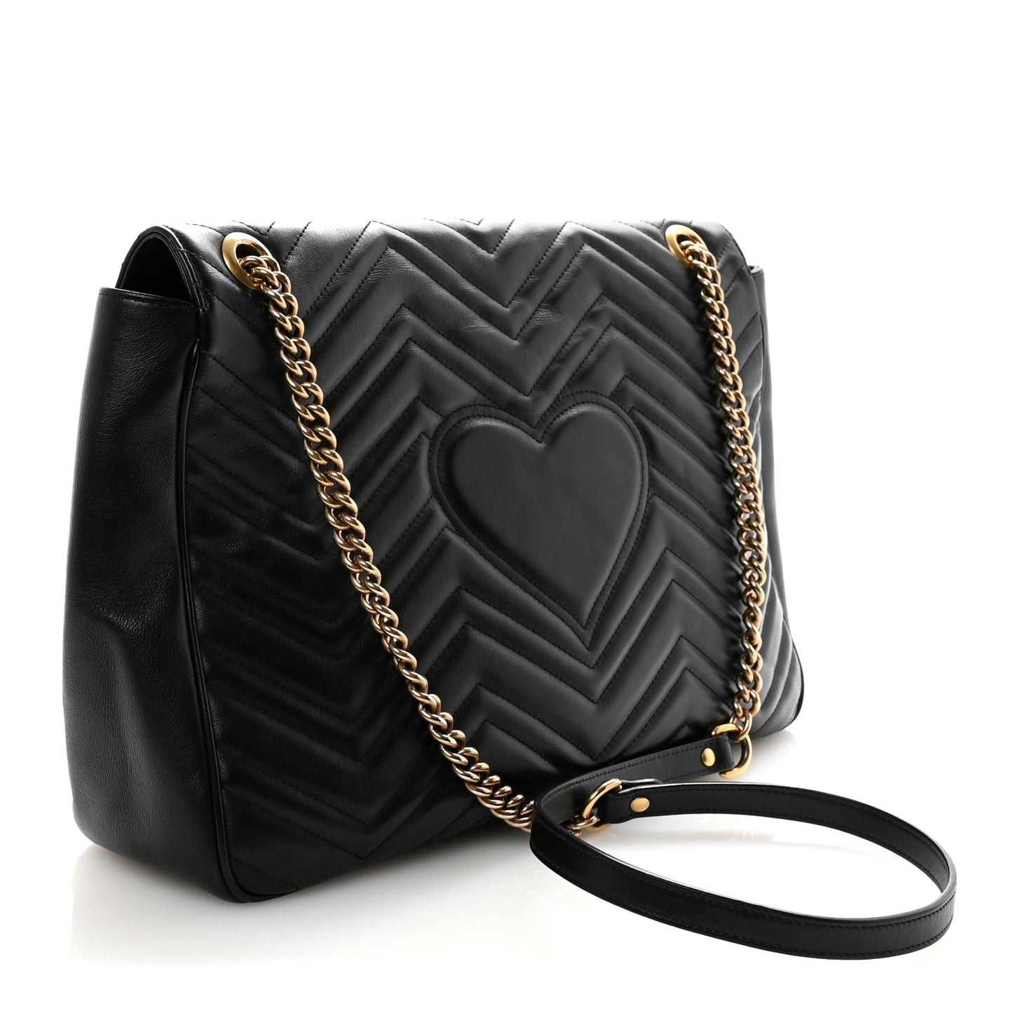 Calfskin Matelasse Large GG Marmont Shoulder Bag Black