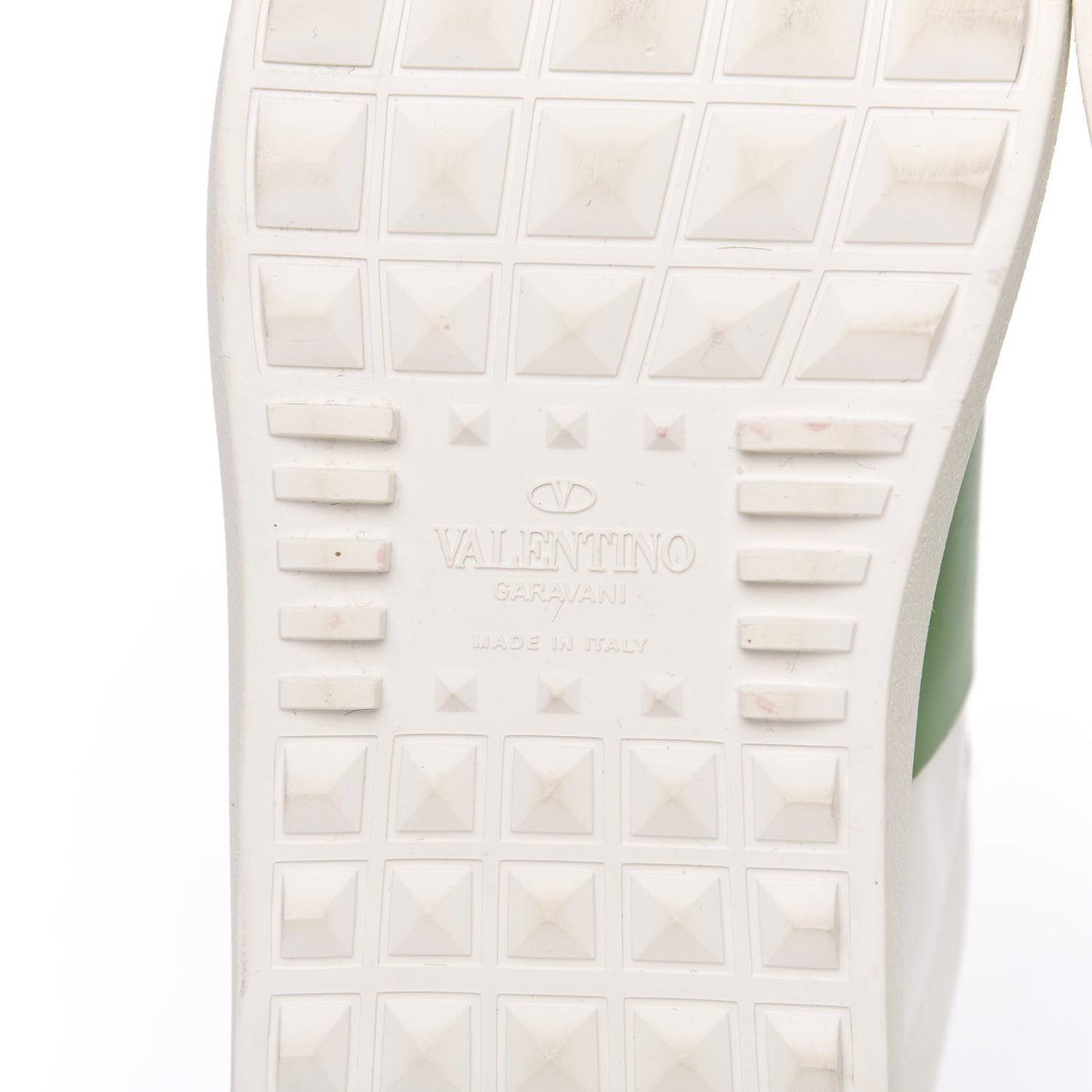 Calfskin Rockstud Open Sneakers 37 White Green