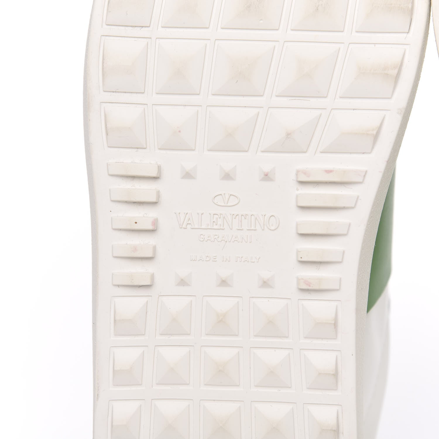 Valentino Garavani Calfskin Rockstud Open Sneakers 37 White Green 6 of 10