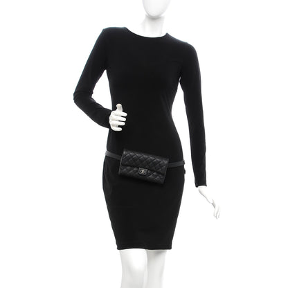 Chanel Grained Calfskin Quilted 2.55 Reissue Flap Belt Bag Clutch Black 2 of 9