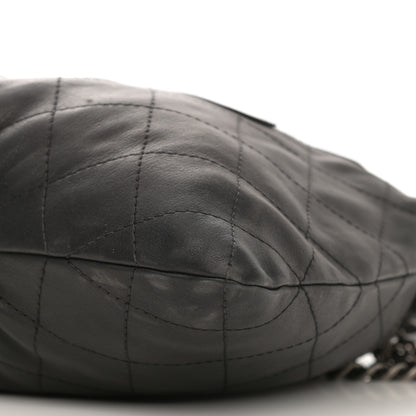 Chanel Calfskin Stitched Double Zip Hobo Black 10 of 14