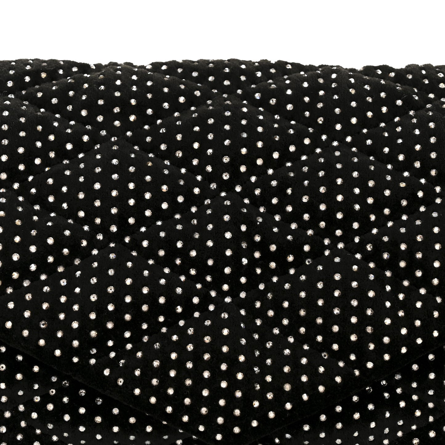 Velvet Lambskin Quilted Rhinestone Sade Puffer Envelope Clutch Black