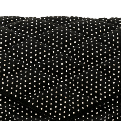 Saint Laurent Velvet Lambskin Quilted Rhinestone Sade Puffer Envelope Clutch Black 8 of 10