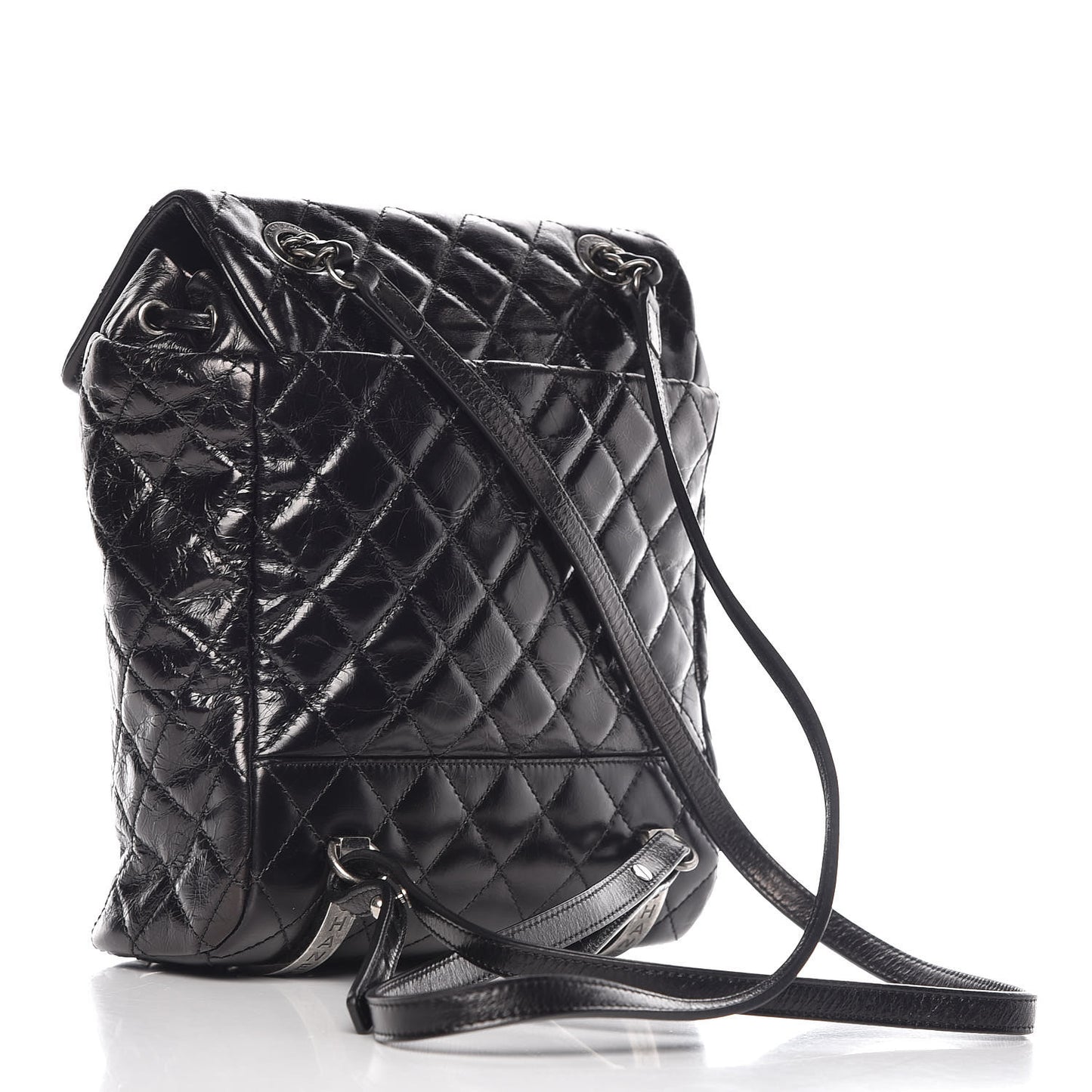 Glazed Calfskin Quilted Small Salzburg Mountain Backpack Black