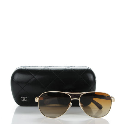 Chanel Goatskin Pilot Quilting Aviator Polarized Sunglasses 4204-Q Brown 7 of 7