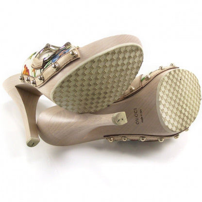 Gucci Floral Canvas Horsebit Heels 6 B 5 of 8
