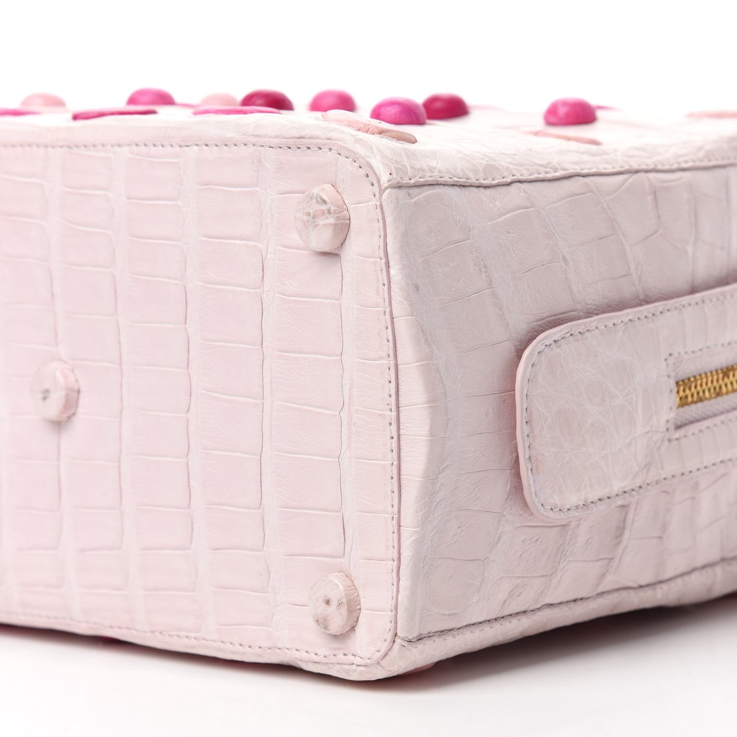 Crocodile Small Heart Cube Crossbody Bag Pink Multicolor