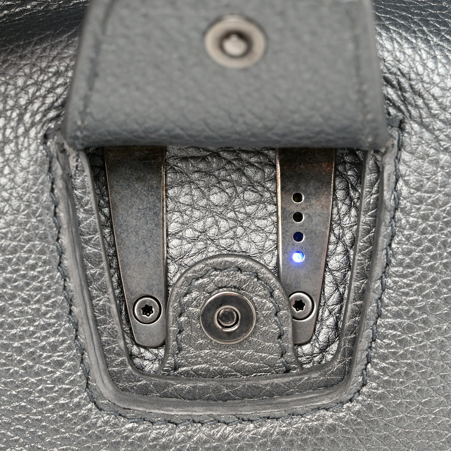 Balenciaga Metallic Calfskin LED Logo Projector Top Handle Bag Silver 11 of 14
