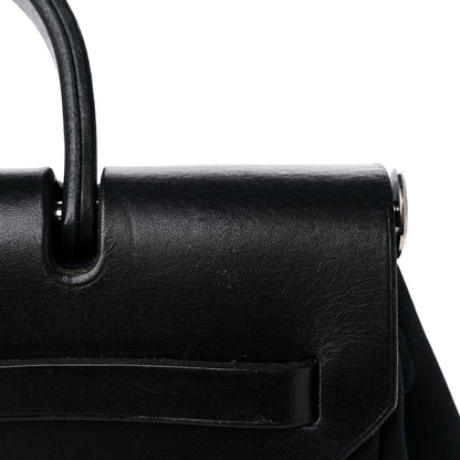 Hermes Toile Vache Calfskin Herbag 30 PM Black 15 of 18