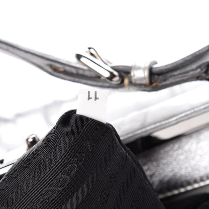Prada Nappa Dressy Gaufre Frame Tote Argento 7 of 17