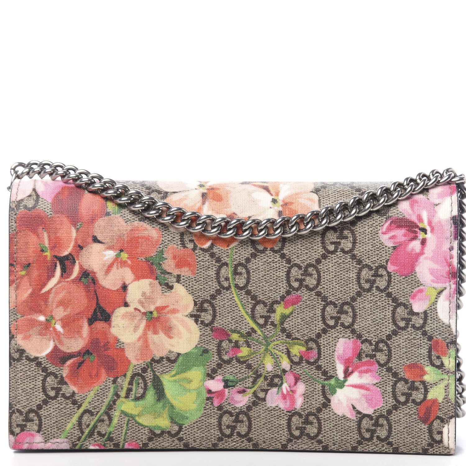 Gucci GG Supreme Monogram Blooms Chain Wallet Beige Multicolor Dry Rose 10 of 10