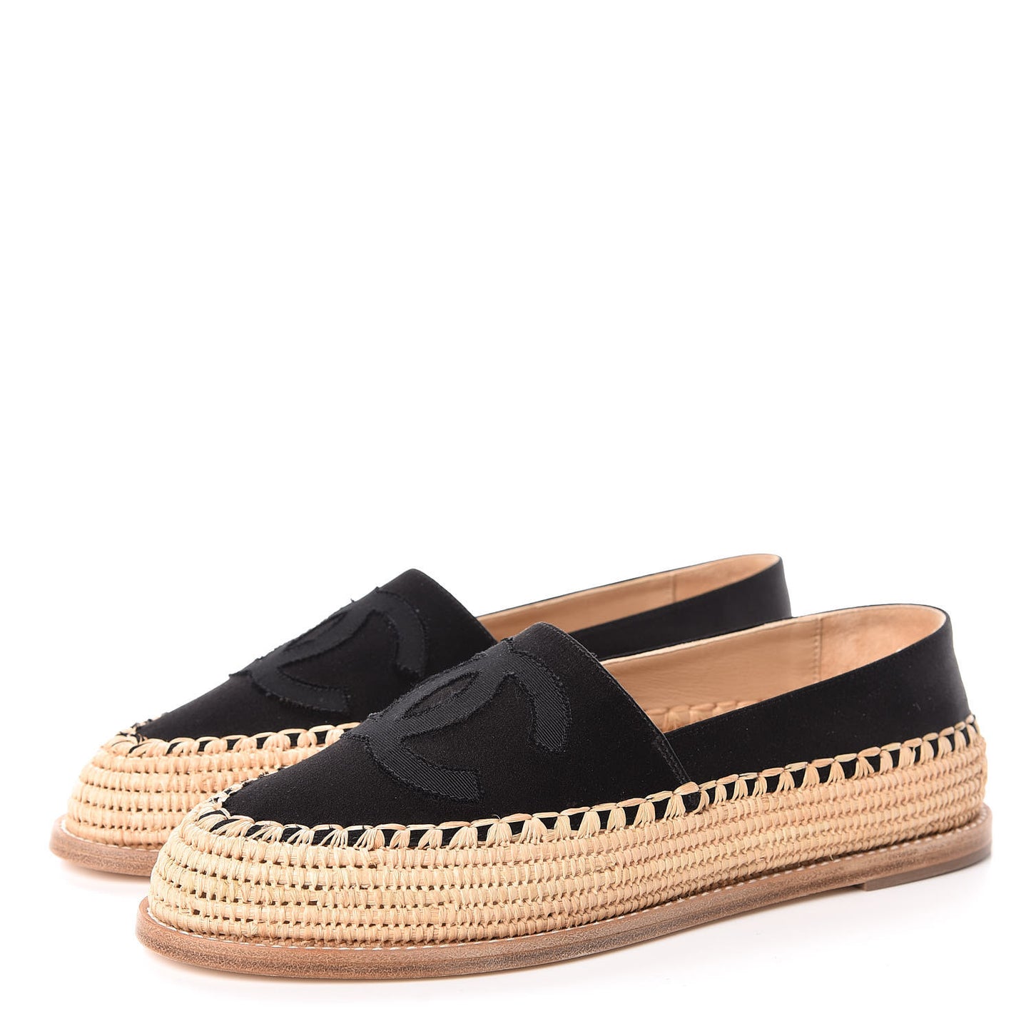 Satin Grosgrain CC Espadrilles 38 Black