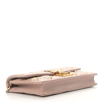 Christian Dior Lambskin Cannage Studded Dioraddict Wallet on Chain Clutch Nude 4 of 13