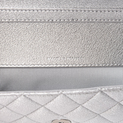 Chanel Metallic Lambskin Quilted Glasses Case With Chain Silver 9 of 11