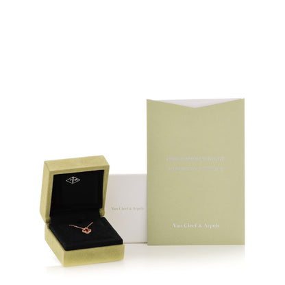 Van Cleef & Arpels 18K Rose Gold Carnelian Sweet Alhambra Pendant Necklace 4 of 4