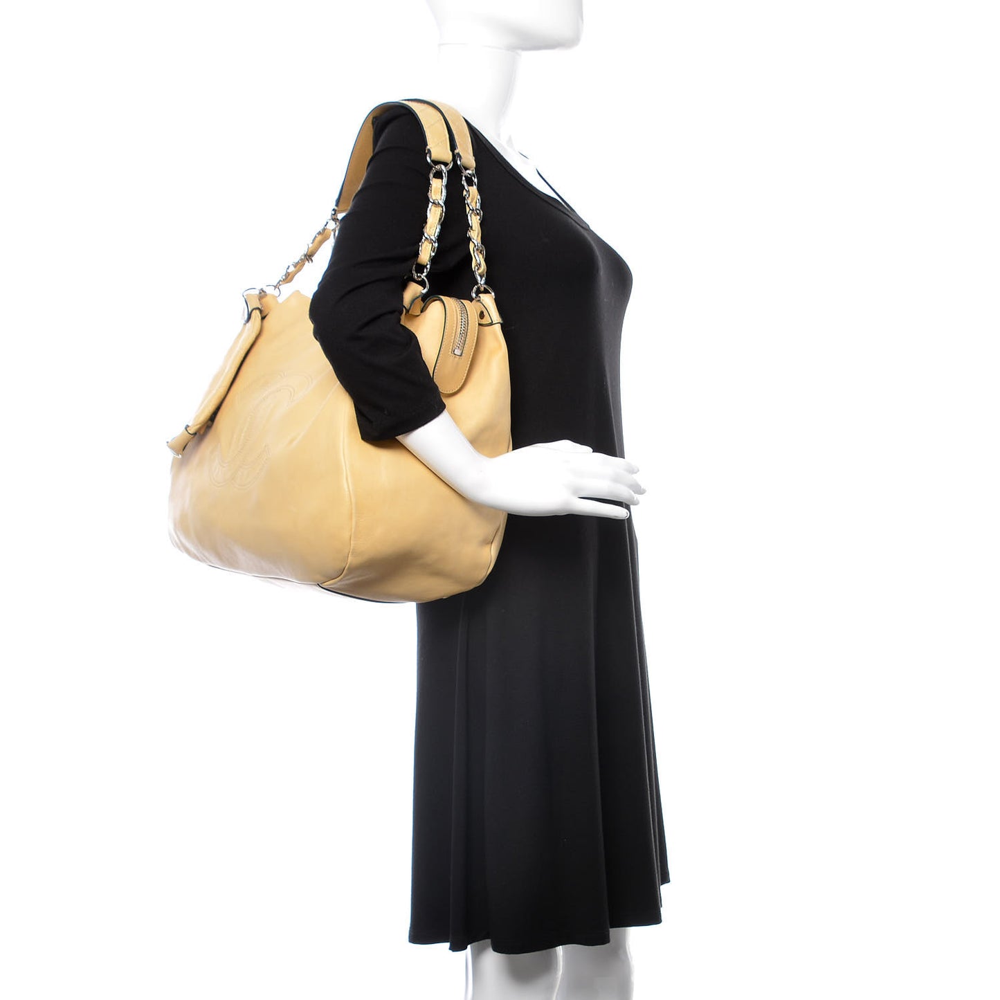 Lambskin Large Edgy Hobo Beige