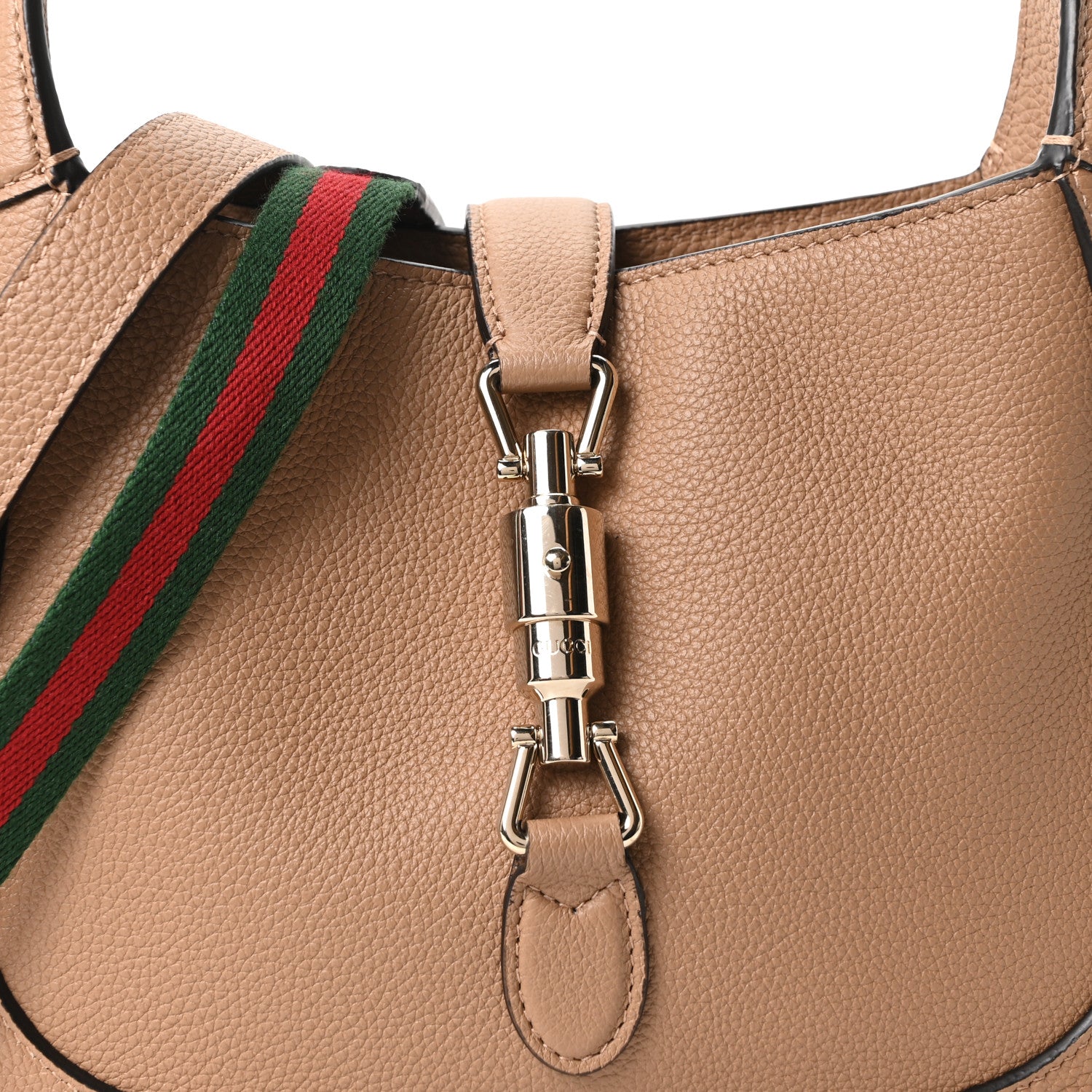 Gucci Grand Prix Calfskin Web Medium Jackie 1961 Hobo Natural Tan 7 of 9