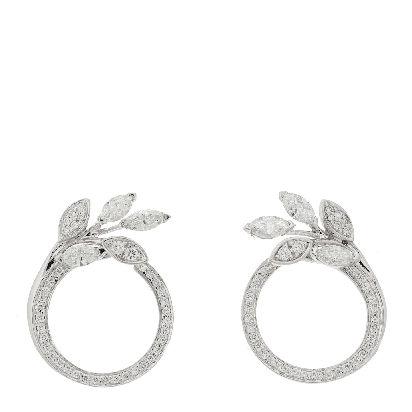 Platinum Diamond Victoria Vine Circle Earrings
