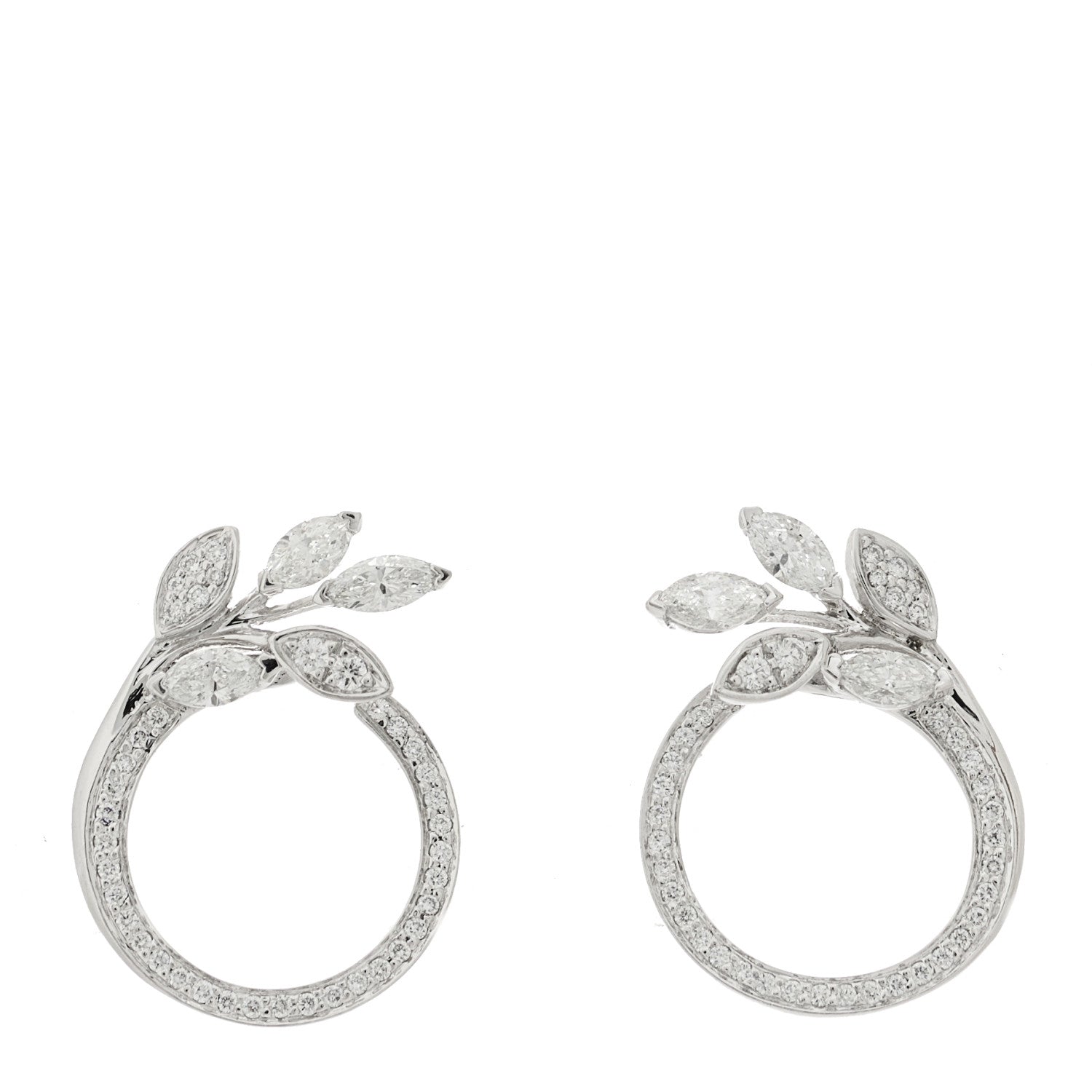 Tiffany Platinum Diamond Victoria Vine Circle Earrings 1 of 4