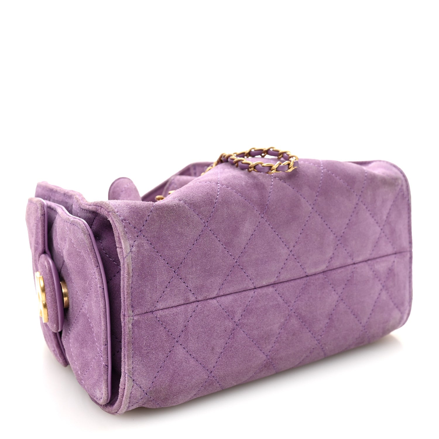 Chanel Suede Quilted Mini Chanel 25 Handbag Purple 4 of 10