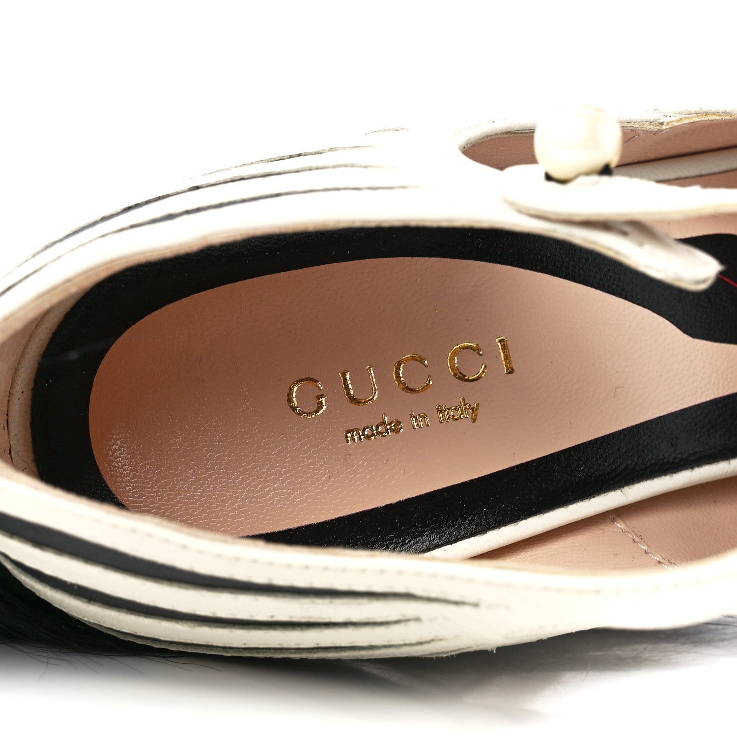 Gucci Malaga Kid Fur Zebra Inlay Lesley Mary Jane Pumps 37 Mystic White Black 7 of 9