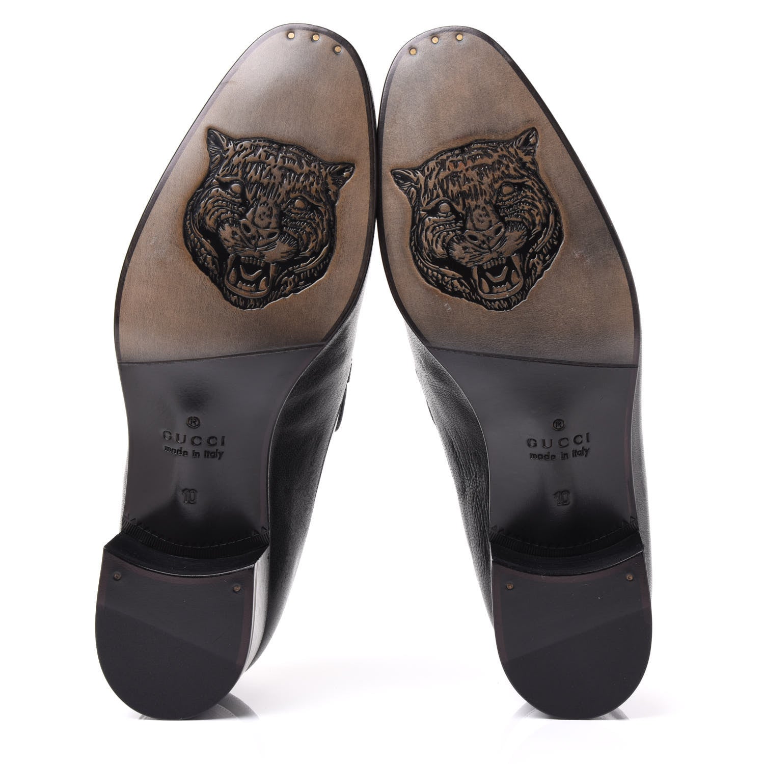 Gucci Goatskin Mens Chain Mid Heel Loafers 10 Black 5 of 9