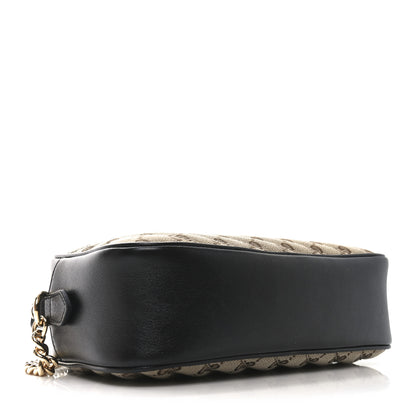 Gucci Monogram Matelasse Diagonal Small GG Marmont Chain Shoulder Bag Beige Black 4 of 10