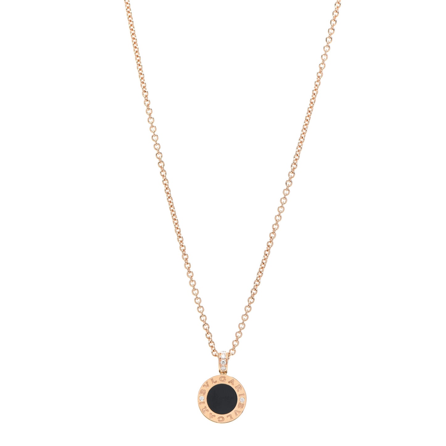 18K Rose Gold Diamond Black Onyx Mother of Pearl BVLGARI BVLGARI Pendant Necklace