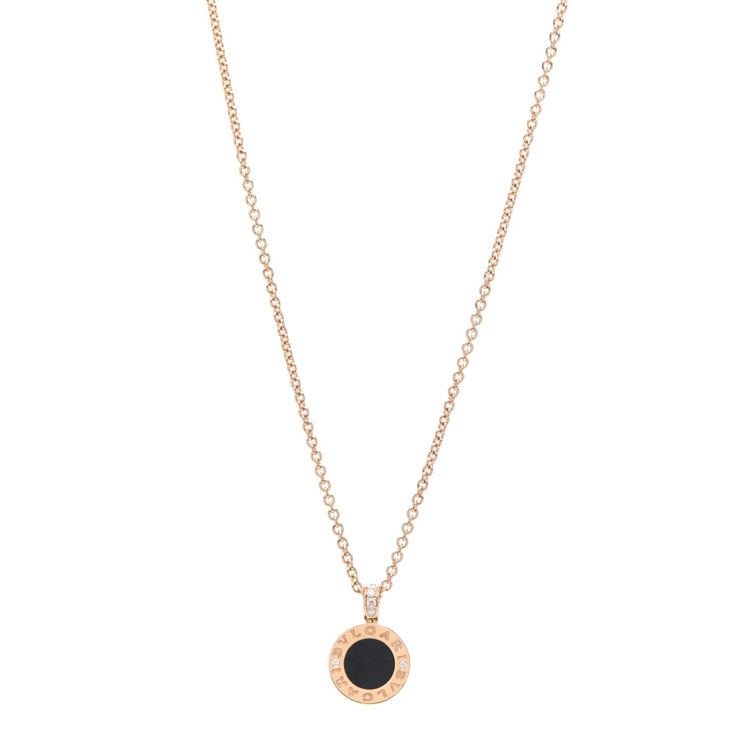 Bulgari 18K Rose Gold Diamond Black Onyx Mother of Pearl BVLGARI BVLGARI Pendant Necklace 1 of 8