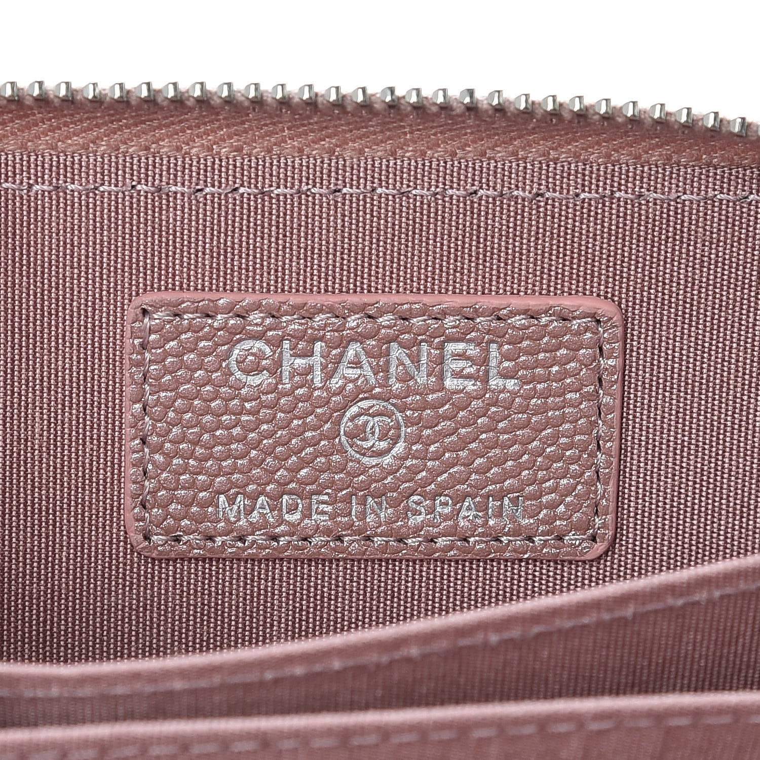 Chanel Metallic Caviar Chevron Quilted Vintage Mademoiselle Zip Coin Purse Pink 6 of 8