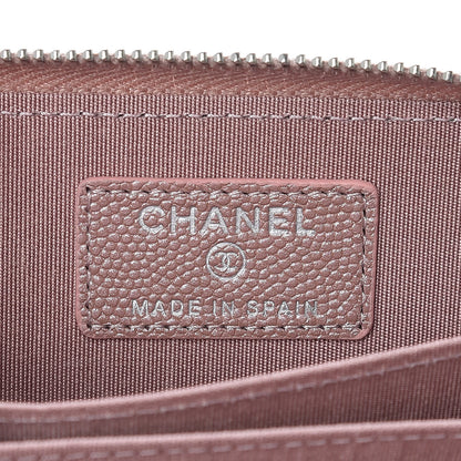 Chanel Metallic Caviar Chevron Quilted Vintage Mademoiselle Zip Coin Purse Pink 6 of 8