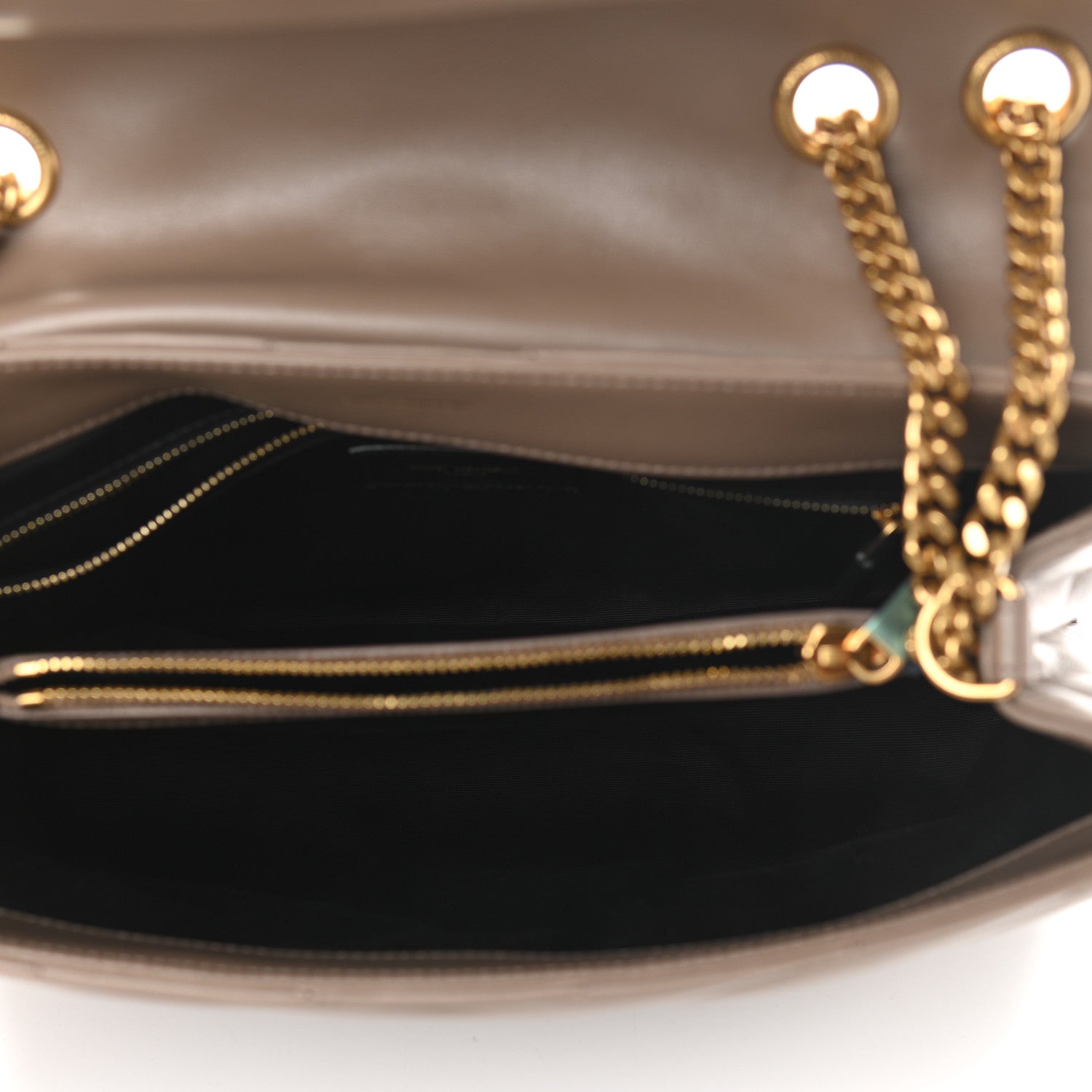 Saint Laurent Calfskin Y Quilted Monogram Medium Loulou Chain Satchel Dark Latte 4 of 9