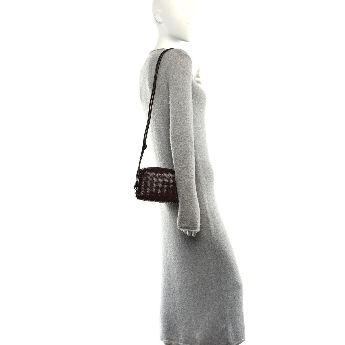 Polished Nappa Intrecciato Knot Mini Loop Camera Bag Madder Brown