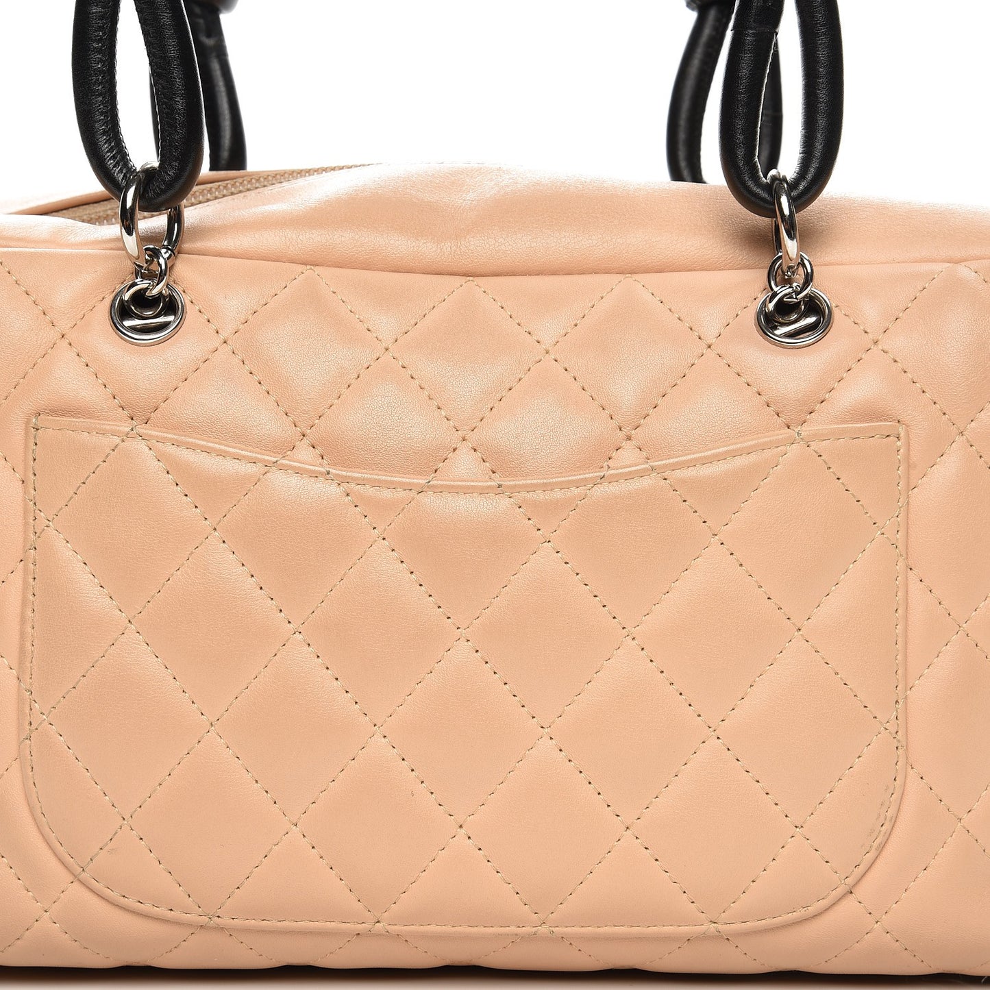 Calfskin Quilted Large Cambon Bowler Beige Black