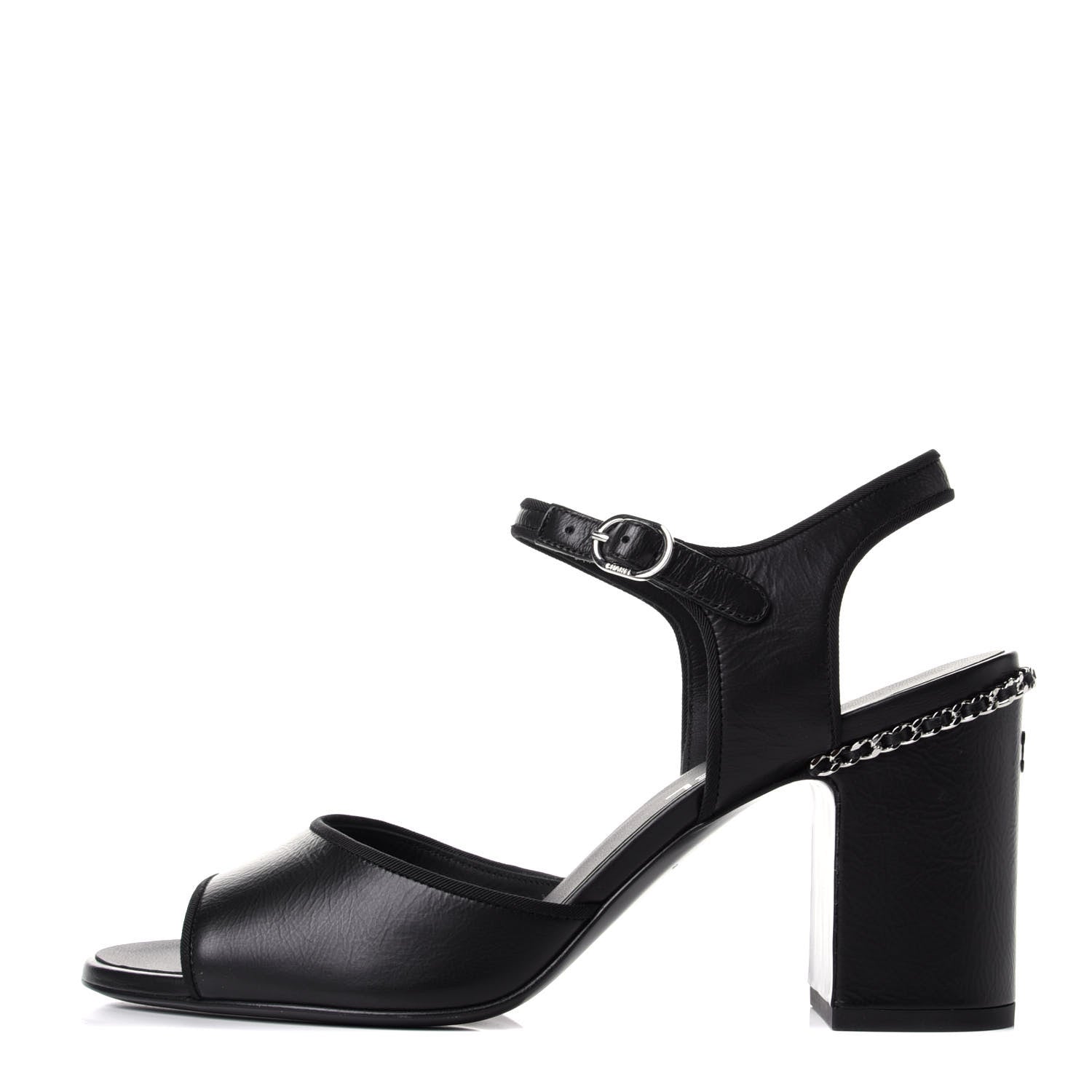 Chanel Calfskin Chain CC Sandals 38.5 Black 1 of 11