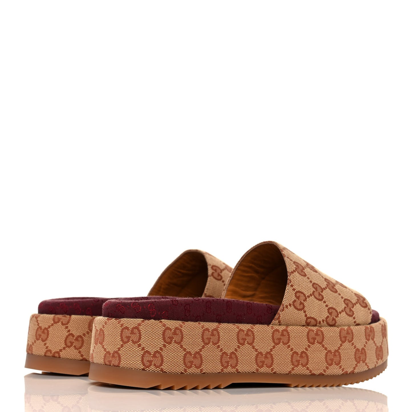 Canvas GG Monogram Angelina Platform Slide Sandals 39.5 Beige Ruggine