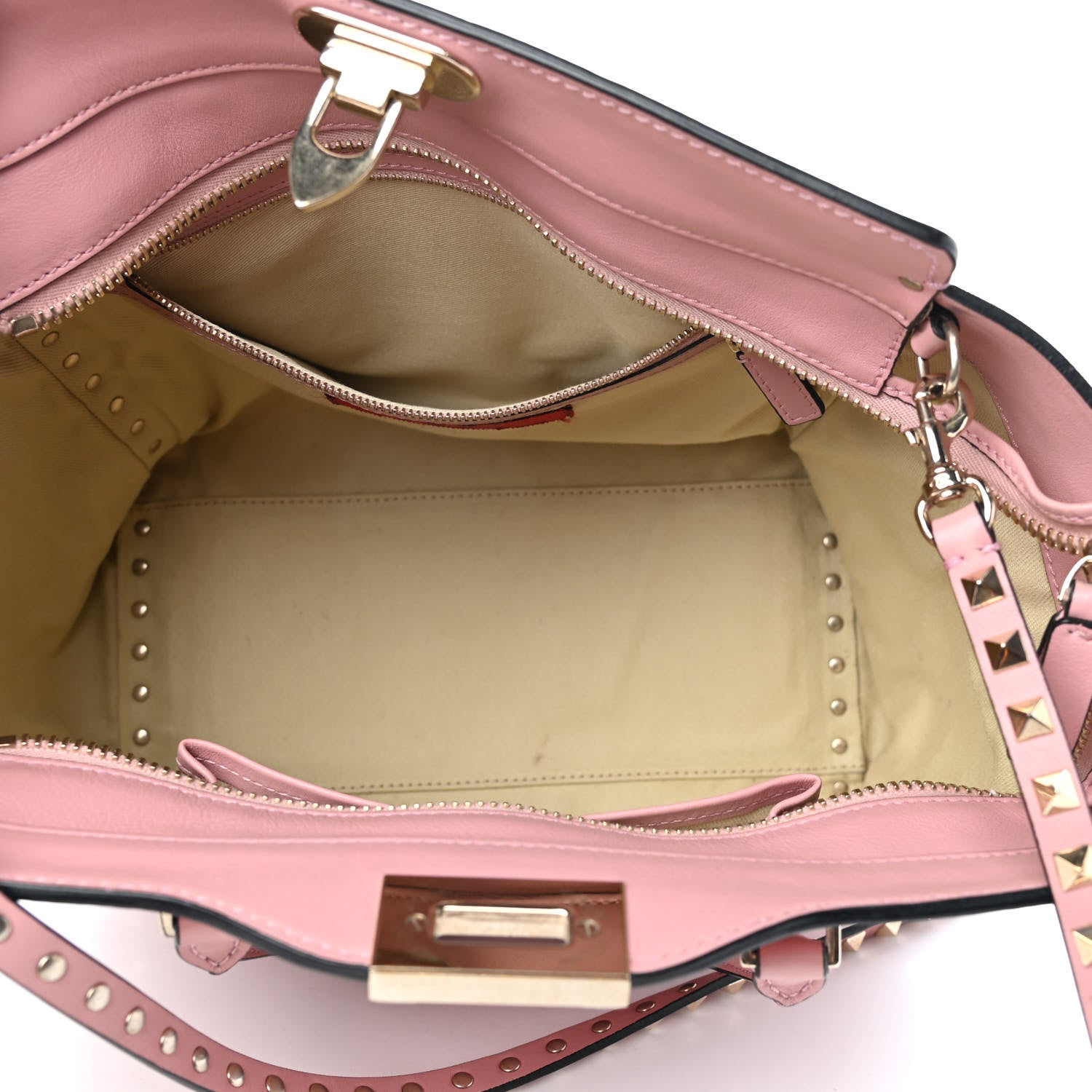 Valentino Garavani Vitello Rockstud Double Handle Tote Pop Gardenia 5 of 9