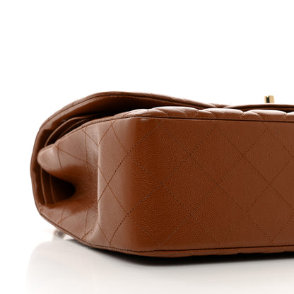 Chanel Caviar Quilted Jumbo Double Flap Light Brown 9 of 10