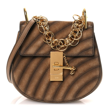 Chloe Suede Calfskin Quilted Drew Bijou Shoulder Bag Nut 1 of 13