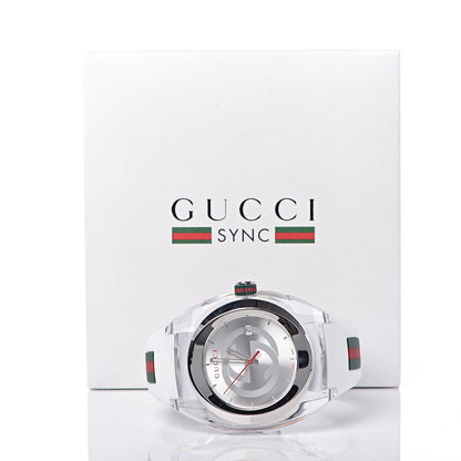 Gucci Stainless Steel Rubber 46mm Sync Web Quartz Watch White 6 of 6