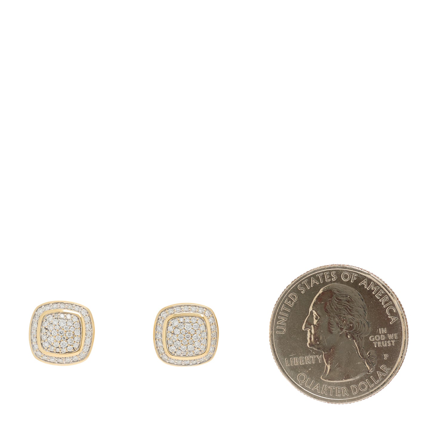 18K Yellow Gold Diamond 7mm Pave Albion Earrings