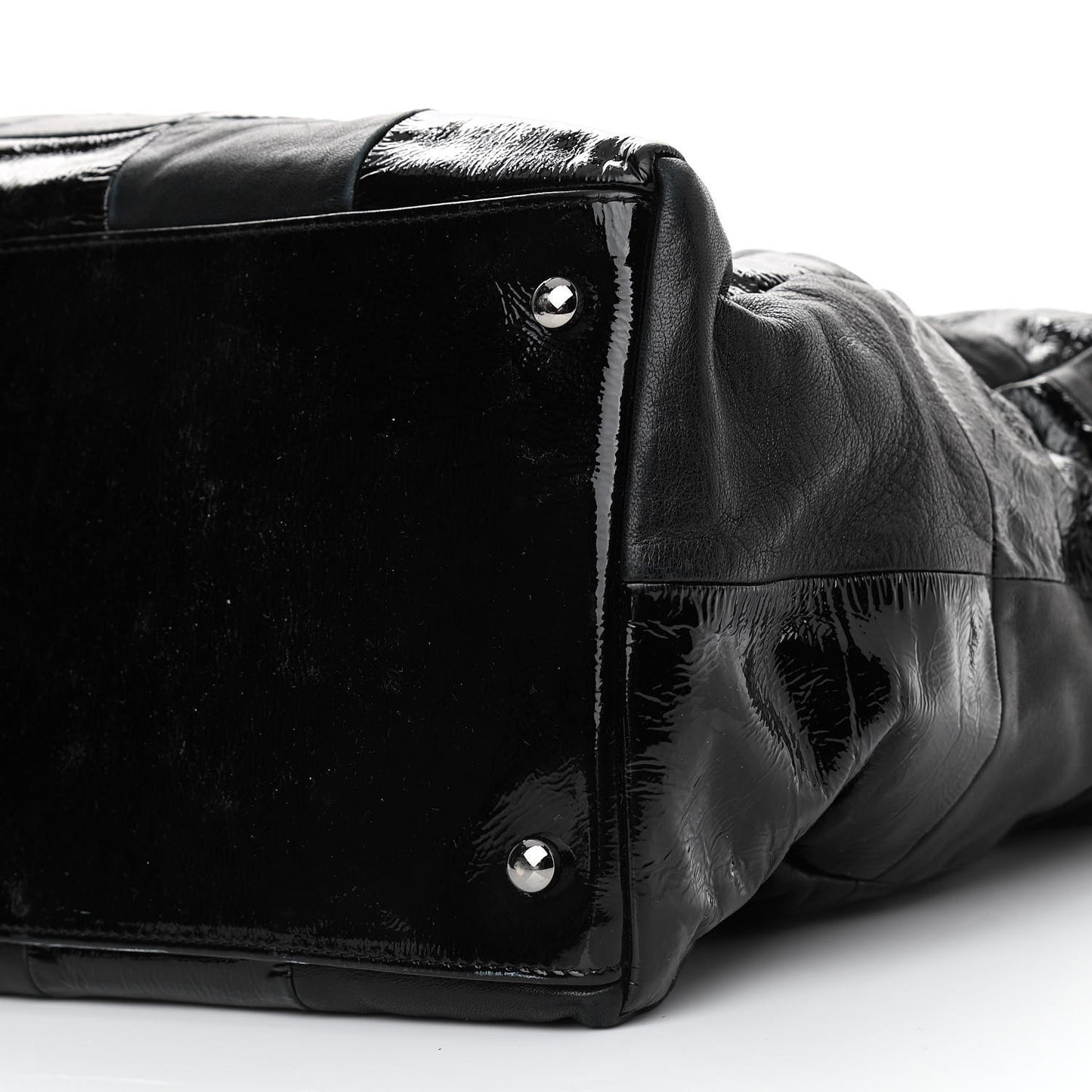Lambskin Patent Calfskin Brooklyn Patchwork Hobo Black