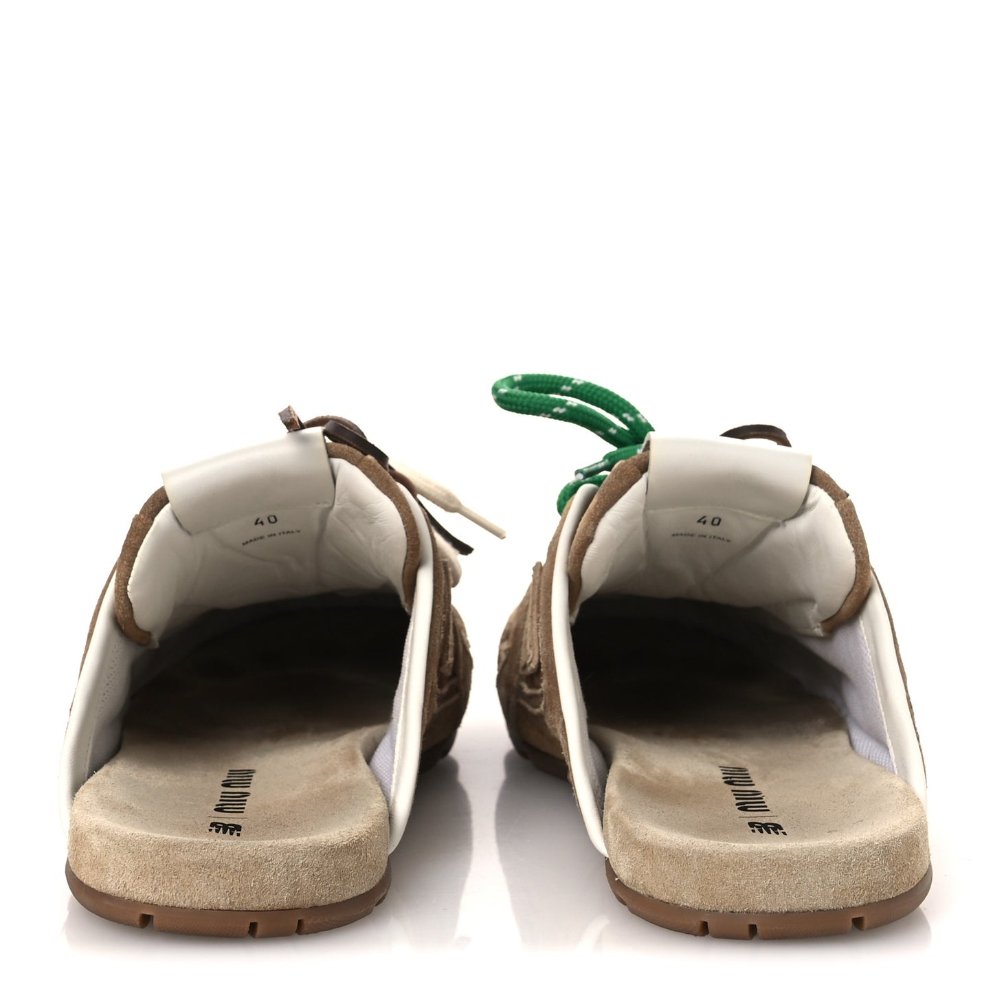 X NEW BALANCE Faded Suede Calfskin 530 SL Slip-On Mules 40 Ecru