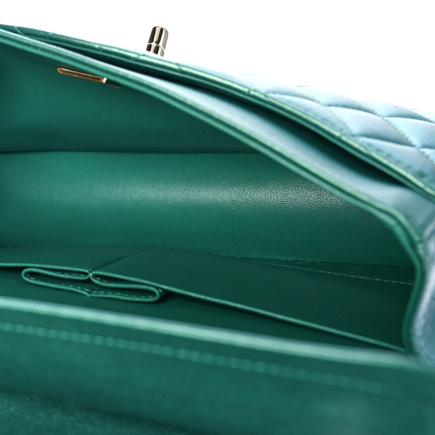 Chanel Iridescent Calfskin Quilted Medium Double Flap Green 5 of 10
