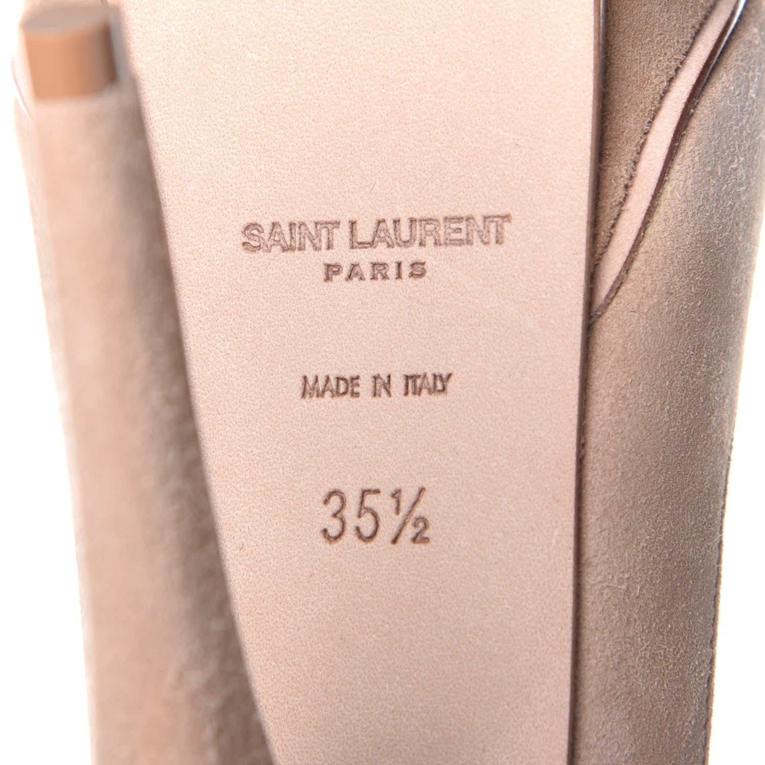 Saint Laurent Suede Lou Tribute 105 Lace Platform Sandals 35.5 Beige 8 of 12