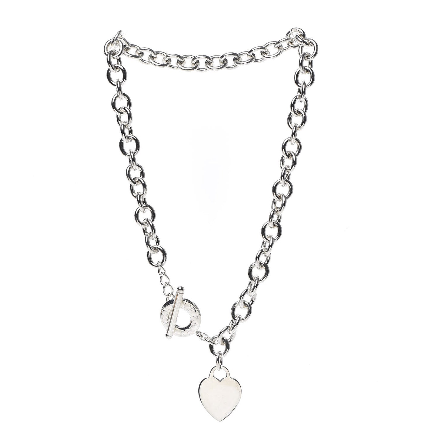 Sterling Silver Heart Tag Toggle Necklace